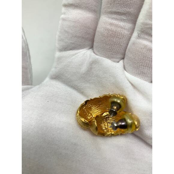 Vintage 1980s Napier Drop Earring Set Gold Tone Metal Pierced Ears - Picture 5 of 6